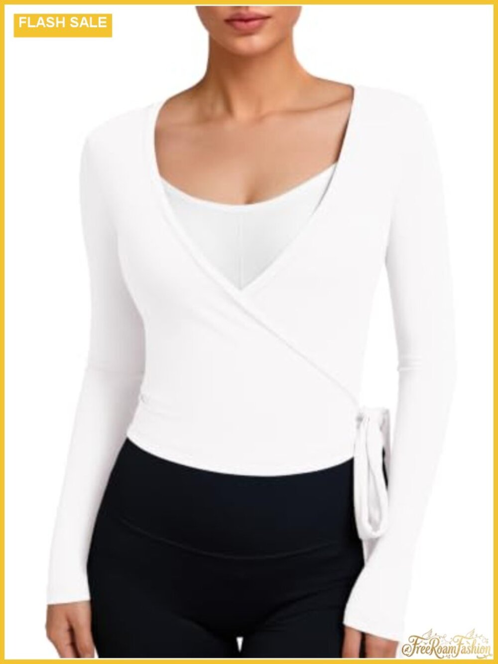 Naked Feel Long Sleeve Tie Crop Yoga Top Pilates Wrap